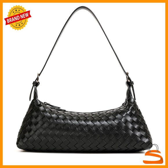 Woven Vegan Leather Crossbody Bag Small Hobo Tote Purse Handbag